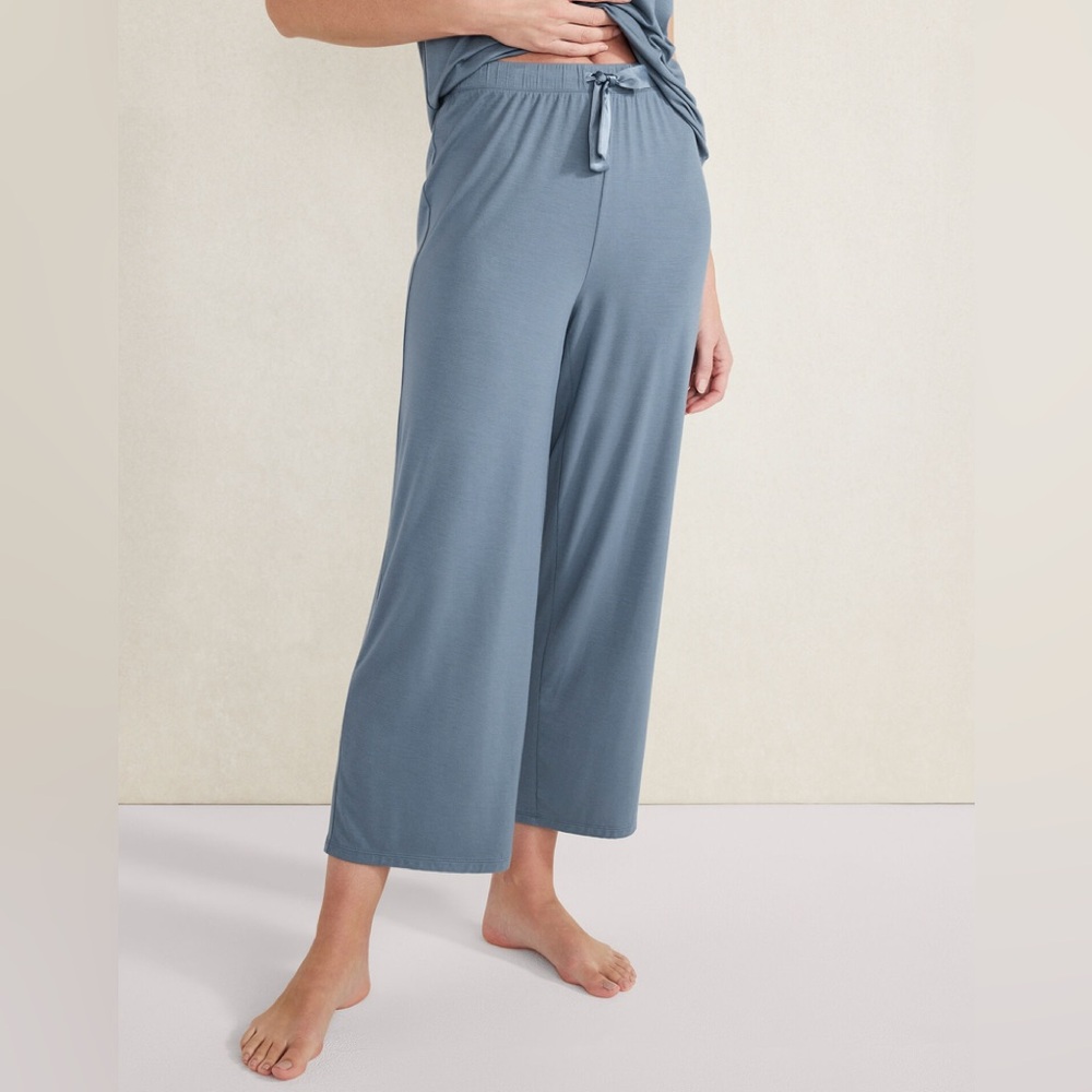 Women's Wide-Leg Sleep Pajama Pants in Dusty Blue